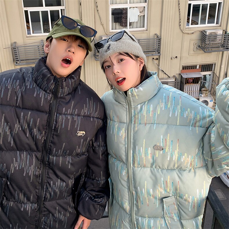 棉服男女七彩线印花棉衣立领面包服棉袄加厚外套3359-P70控108,男装棉衣,星座207
