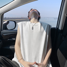 美式复古做旧背心男款夏季重磅休闲cleanfit运动汗衫坎肩T恤上衣，男装T恤，电商A486