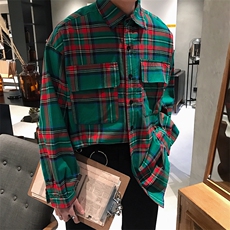 2021春季帅气大口袋工装格子衬衫韩版宽松气质衬衣C55-P60，男装衬衫，四季星座713