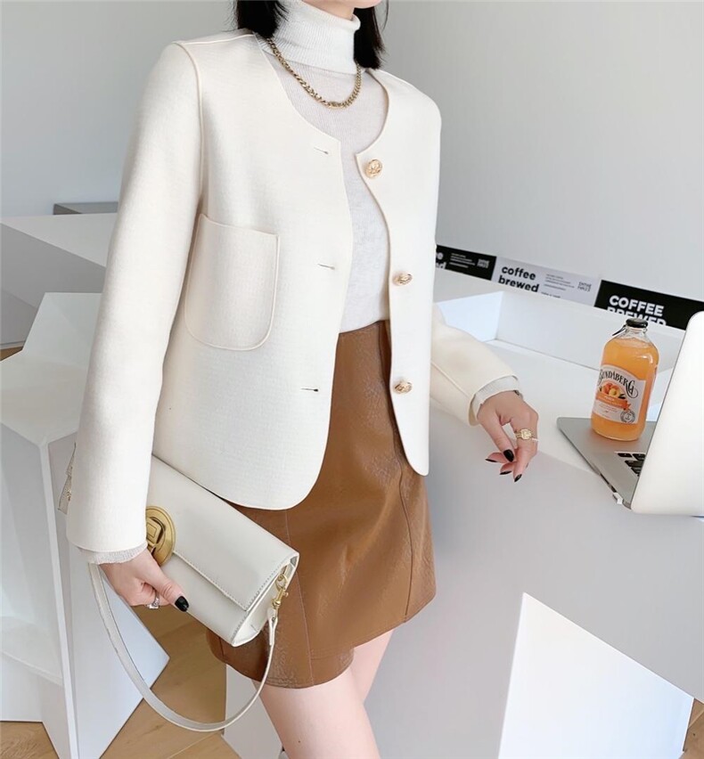 现货秋冬新款薄双面毛呢外套，女装毛呢外套，仟姿魅力