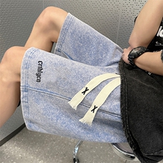 抖音直播品质现货港风宽松水洗五分裤男短裤XD22990-P45，男装休闲裤，电商A042