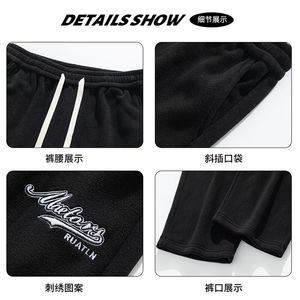 217-2-NK556-P45 冬季新款羊羔绒加绒加厚直筒休闲裤男大码卫裤图片