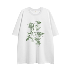 白底23新款夏季时尚百搭宽松圆领印花短袖T恤T1176P25控38，男装T恤，电商A247-1