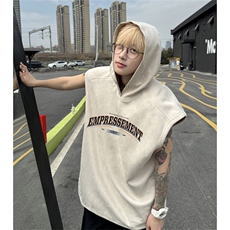 麂皮绒连帽背心坎肩男T恤美式港风JLB462-P30控48，男装T恤，电商B370