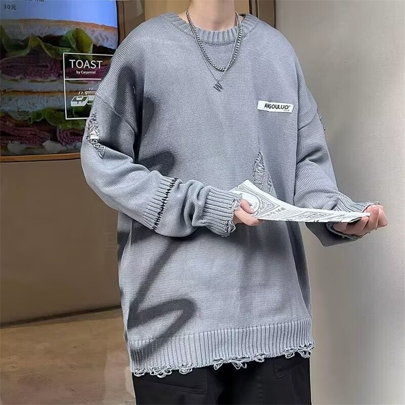 青少年ins常规宽松针织衫新品毛衣2024秋季潮慵懒休闲无袖M13/P50,男装针织衫/毛衣,星座506