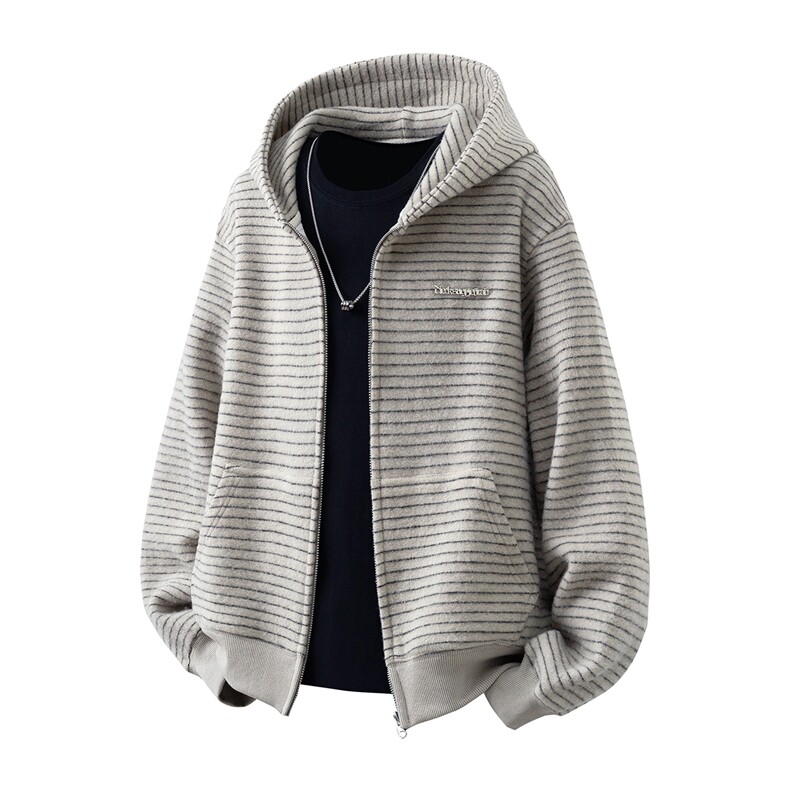 美式条纹连帽78%晴纶19%锦纶3%氨纶S-XL开衫卫衣WY78109特P65控98，男装卫衣，星座227-7