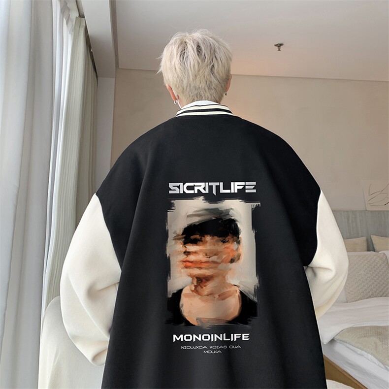 摇粒绒棒球服男大码开衫卫衣男夹克 BF86213-P65图片