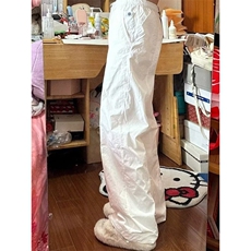 美式白色工装阔腿裤夏季直筒休闲裤宽松束脚拖地长裤WLK244-p47，男装工装外套，星座1008-1