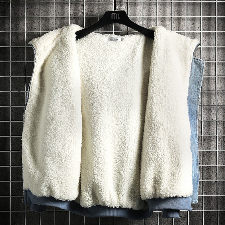 牛仔外套男大码加厚加绒衣男羊羔毛服男NM53262-P140网格,男装棉衣,电商A040A