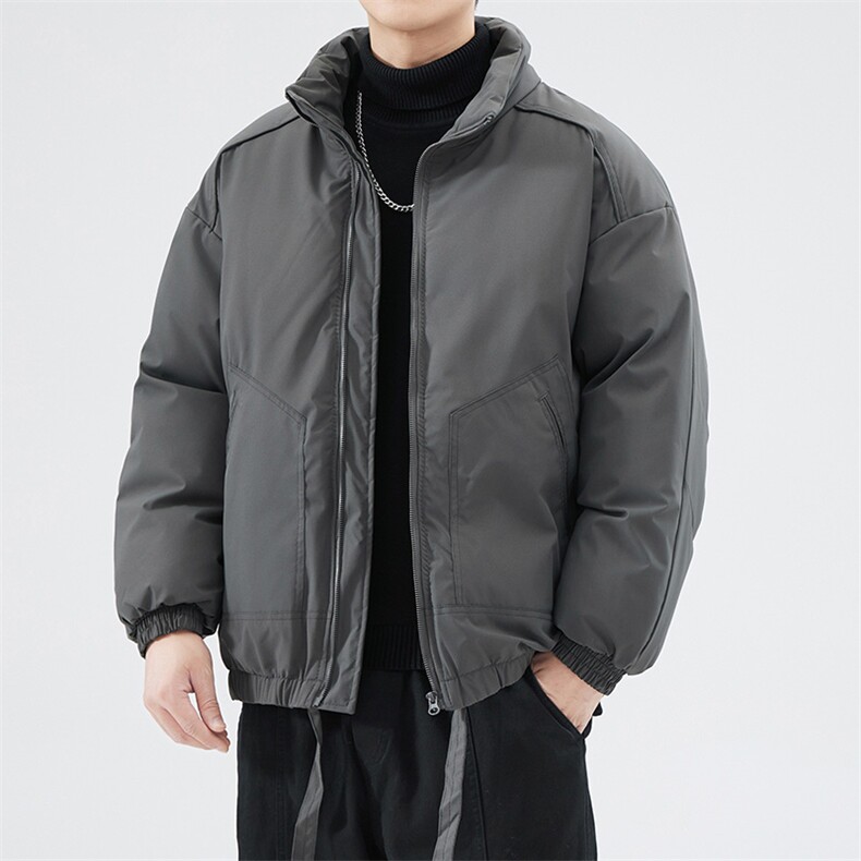 现货冬季美式休闲加厚雪山外套夹克立领纯色三防户外工装棉服,男装夹克,电商A486