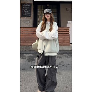 2026春季新款 C7069-TP45不 撞色插肩袖休闲设计感棒球服夹克图片