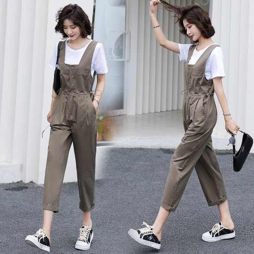 2025新款减龄洋气时尚背带裤女秋宽松显瘦休闲裤小个子，女装牛仔裤，梦懿尔