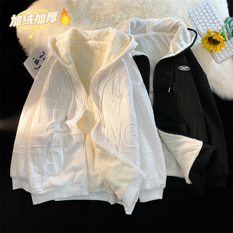 冬季加厚羊羔毛衣男袄外套港风宽松百搭连帽服W6605-P55,男装棉衣,星座512-3