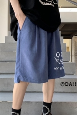 港风夏季新款宽松开衩桃皮绒五分休闲裤短裤男K6101P25控38，男装牛仔裤，电商A268A