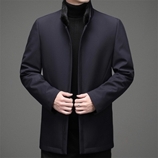 羽绒服男中长款加厚保暖立领尼克服冬季新款中年男士商务休闲外套，男装羽绒服，电商B212（原钱塘6029）