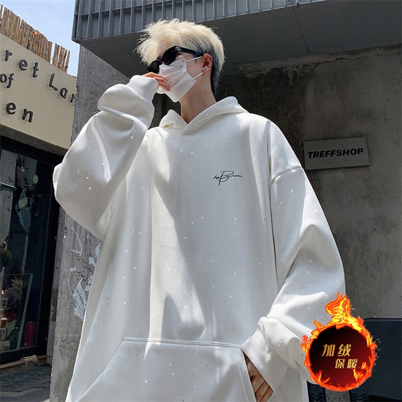 抖音得物高品质重磅全棉二开支持退换360克满天星连帽卫衣1019,男装卫衣,电商A486