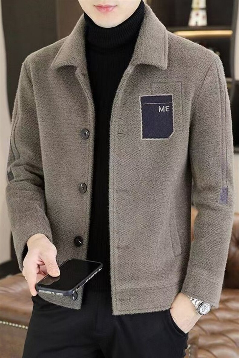 网图毛呢时尚复古高端潮流翻领夹克休闲百搭外套310A-G1434-P50,男装夹克,四季星座310A