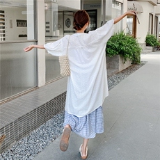 松弛感圆领衬衫连衣裙两件套女2025夏新款超火流行叠穿格子半身裙，女装套装/套裙，2C201