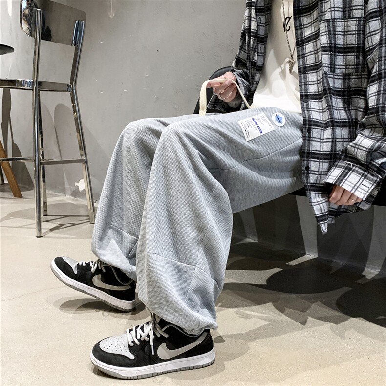 华夫格束脚裤2025春夏新款休闲裤宽松长裤运动裤卫裤男K1035-P45图片