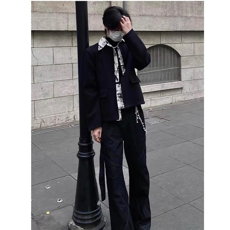 HT163-P75假两件夹克外套男春秋款翻领防风防水男士,男装夹克,电商B323A