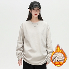新款加绒加厚纯色潮流韩版宽松圆领休闲卫衣EY-3658JR-P50，男装卫衣，电商B306