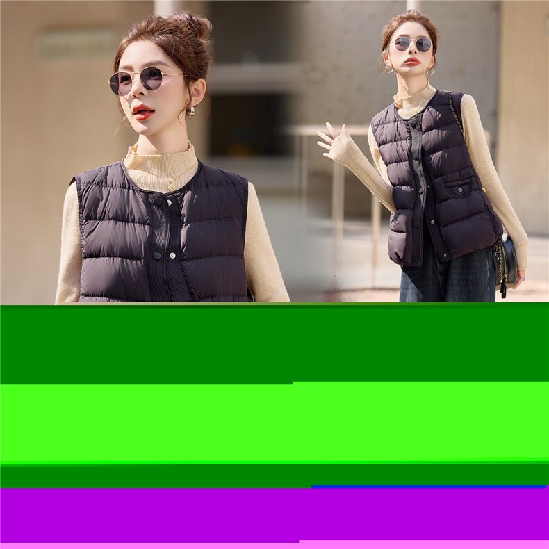 90白鸭绒羽绒马甲女2025冬季新款时尚休闲减龄百搭轻薄保暖羽绒服,女装马甲,余墨