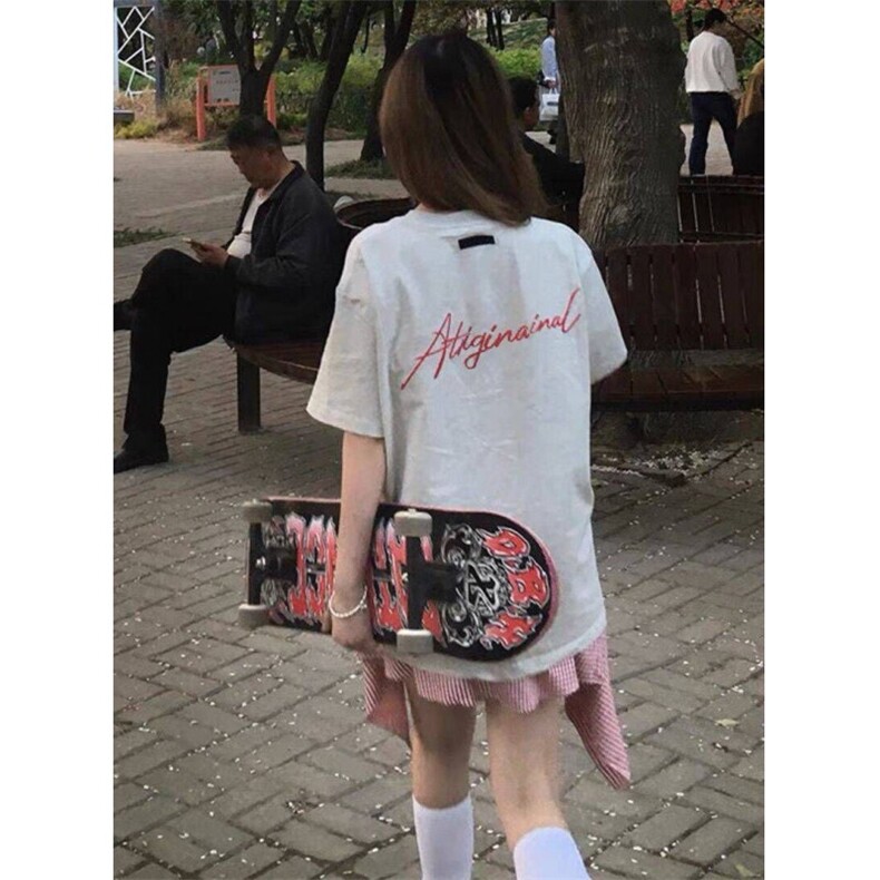 H0900-P35前后刺绣#胶标休闲宽松情侣款短袖t恤图片