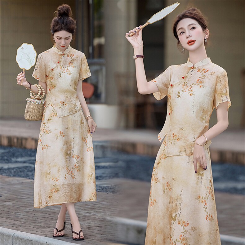 2025新款新中式印花套装女,女装套装/套裙,曼娅璐
