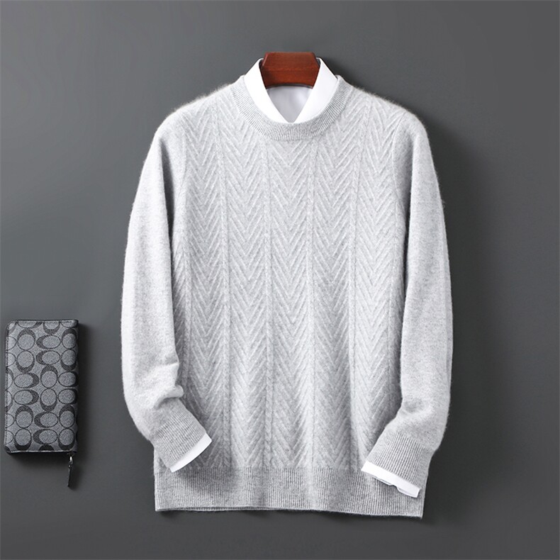 2025年秋季新款百搭男士纯色假两件加厚保暖羊毛衫，男装羊毛衫，邓利维