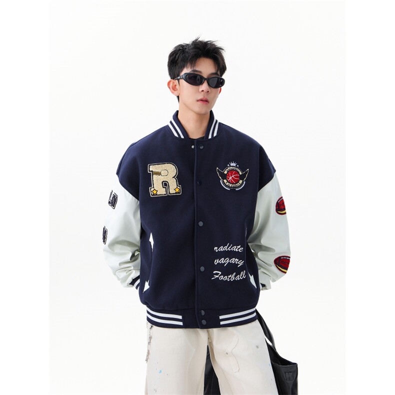 潮牌学院风毛巾绣棒球服夹克WT2537-P95-控168,男装夹克,星座609