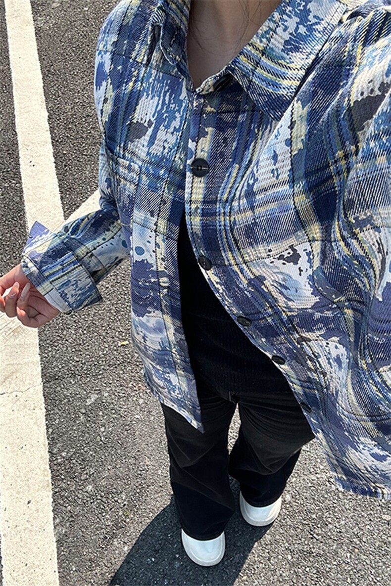 美式高街潮流格子衬衫潮牌宽松休闲上衣A086-CS2201-特批价30,男装衬衫,电商基地A086