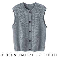 2025年秋季百搭厚款五星款加厚麻花带兜马甲，女装马甲，珍丝贝尔