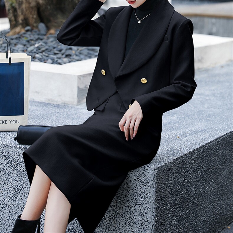 职业套装女2023春秋新款时尚气质女神范高级感小西装半身裙两件套,女装套装/套裙,时尚俏佳人
