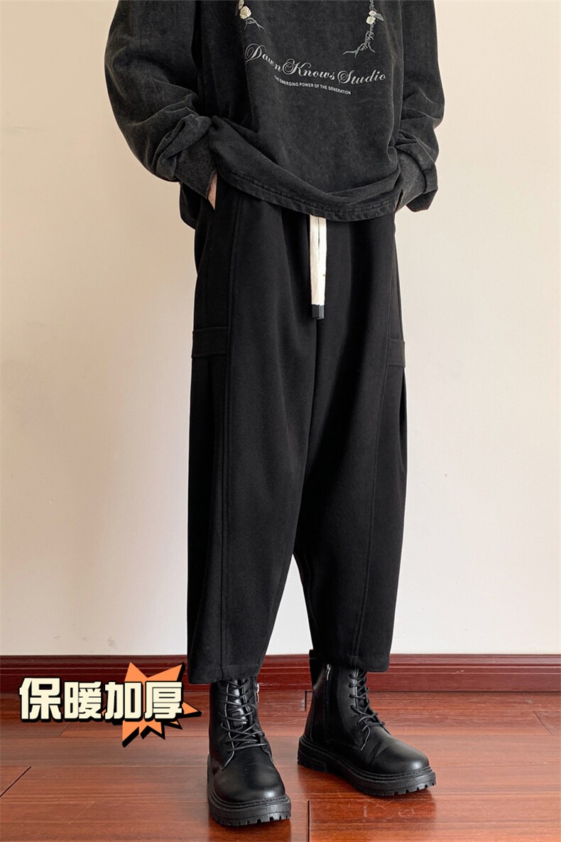 冬季新款加厚抗起球呢料小脚哈伦裤宽松大码休闲萝卜裤男873-P65,男装休闲裤,电商C305A