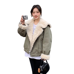 主推现货 羊卷毛拼接派克服外套加厚羽绒服内胆5836-P235-K348图片