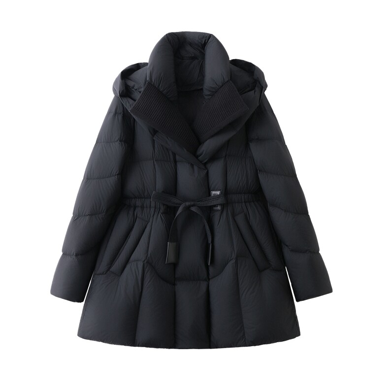2025冬装新款简约时尚休闲连帽鹅绒羽绒服,女装羽绒服,沁沁公主