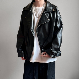 现货-春装皮衣外套男翻领休闲皮夹克潮牌PU机车服A506P90 加绒100图片
