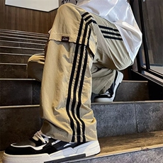 新款垂感宽松直筒条纹裤子男阔腿拖地工装休闲长裤K0671-P38，男装休闲裤，星座308B-1