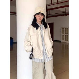 外套男女春秋款美式复古设计感宽松高级感休闲工装飞行员夹克图片