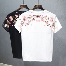 春夏季新潮纯棉体恤男装情侣潮流半袖衣服潮牌梅花刺绣短袖t恤，男装T恤，星座506A