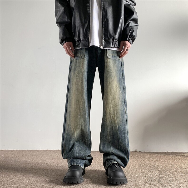 xz905-2-Z023##P65-（控98）扎花工艺高街美式水洗牛仔裤,男装牛仔裤,星座905-2