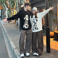 网图情侣环保貂毛毛衣松弛慵懒斑点狗针织衫圆领A025-FM1392-P50，男装针织衫/毛衣，电商A025