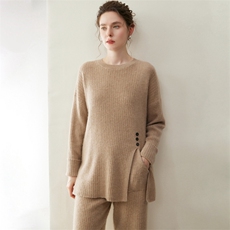 通勤圆领山羊绒针织衫女套头简约长袖高端毛衣秋冬新款穿搭上衣，女装套装/套裙，纳丰羊绒