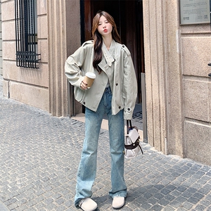 休闲宽松风衣外套女春秋2025新款短款小个子大衣独特超好看高级感图片