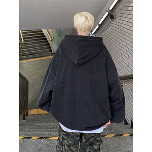 得物抖音高品质 360克重磅做旧炒雪花印花连帽水洗卫衣 ASL1602图片