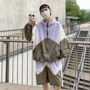 时尚连帽防晒套装男 夏季运动风拼色防晒衣夹克 XZ514-2-1607-P98图片