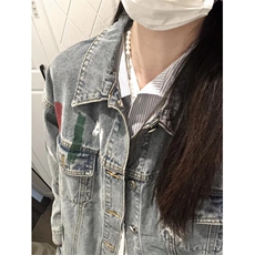 【有货】美式高街泼墨涂鸦破洞牛仔外套男款工装夹克J61HH-特P72，男装工装外套，星座1007（原301D）