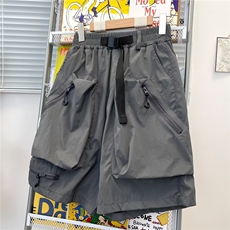 机能工装短裤男女夏季冰丝速干五分运动裤子大码日系潮牌痞帅中裤，男装牛仔裤，星座601-2