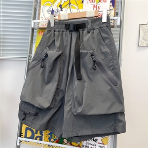 机能工装短裤男女夏季冰丝速干五分运动裤子大码日系潮牌痞帅中裤图片