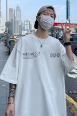 港风夏季短袖t恤男字母涂鸦印花体恤B239-T1013-P25，男装T恤，星座514-2(原B239)